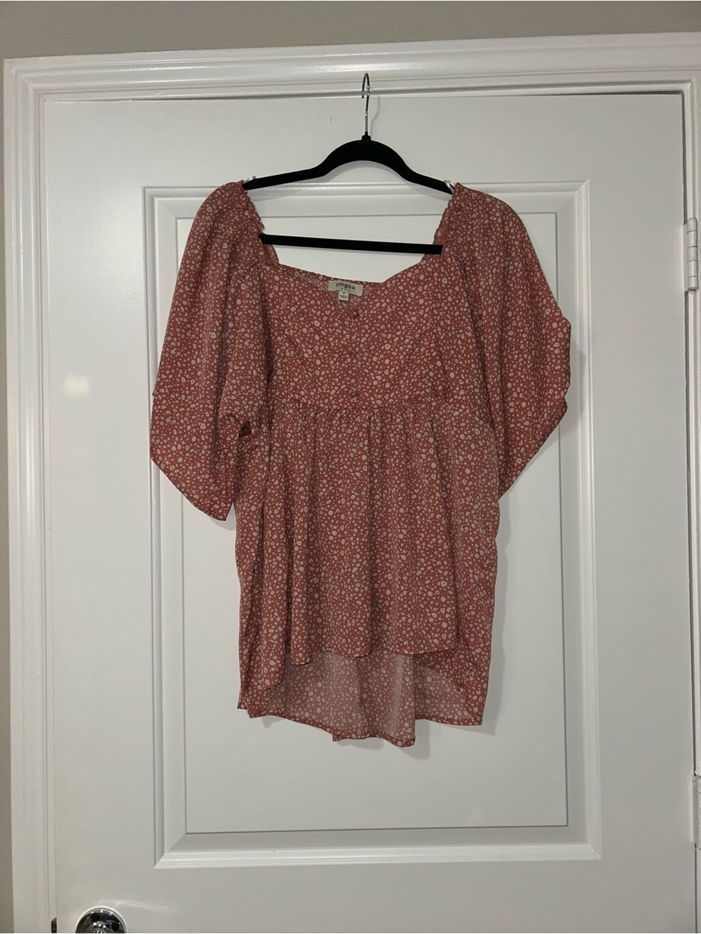 Umgee Rust Floral Peasant Top